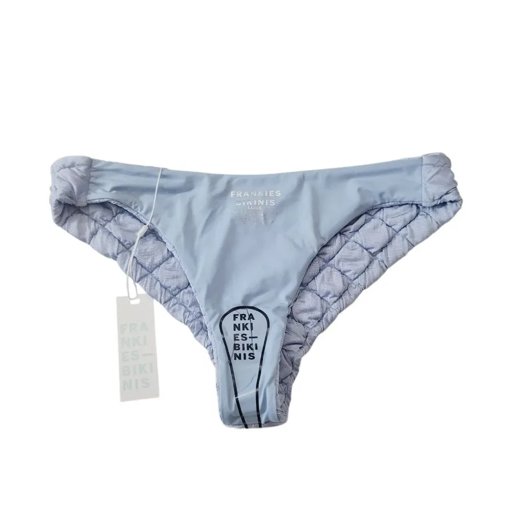 NEW Frankies Bikinis Katarina Waco & Dawson Cheeky Bikini Set in Baby Blue Large